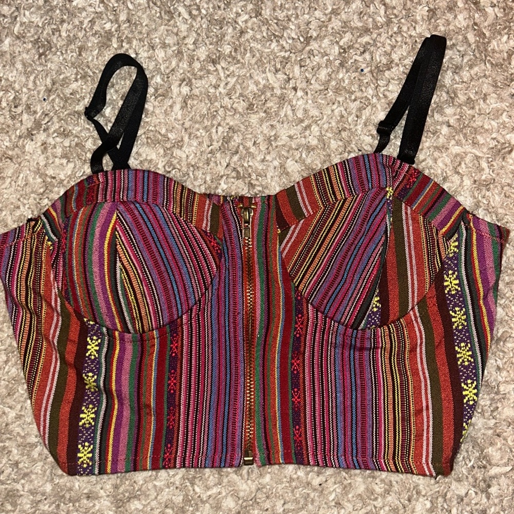 H&M Zippered Multicoloured Corset Top